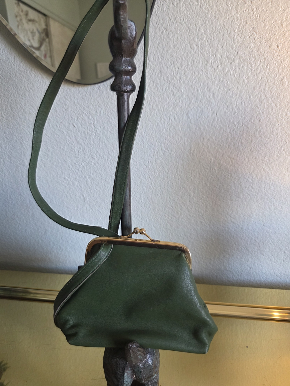 Classic Forest Green Kiss-Lock Mini Crossbody Bag